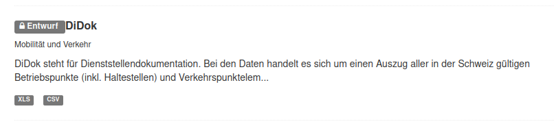 unveröffentlichter Datensatz im Backend von opendata.swiss