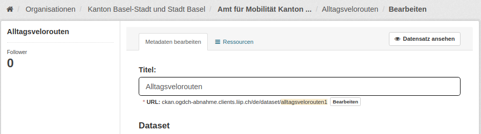 Dataset im Webformular