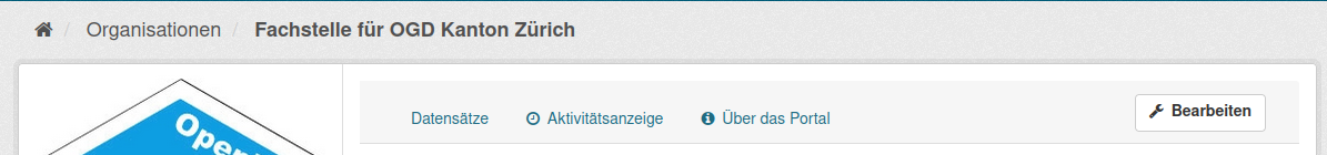Bearbeiten der Organisation im Backend von opendata.swiss